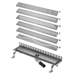 Bathroom floor drain assembled near by the wall, 850 mm