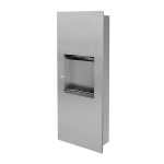 Stainless steel recessed supply bin for paper towels with a waste bin, brushed