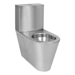 Stainless steel toilet with a tank with bottom water inlet