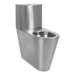 Stainless steel toilet for disabled people with a tank with bottom water inlet 