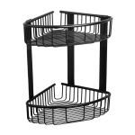 Stainless steel double corner shelf, black matt finish