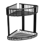 Stainless steel double corner shelf, black matt finish
