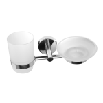 Stainless steel holder for glass and soap, polished finish