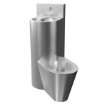 Vandal-proof corner combination unit, floor standing toilet on the right side