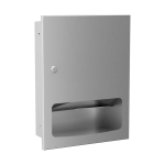Stainless steel recessed supply bin for a folder paper towels, brushed