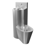 Vandal-proof corner combination unit, floor standing toilet on the right side