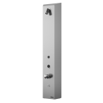 Stainless steel RFID token shower panel, with mixer for cold and hot water, 24 V DC