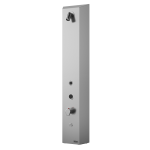 Stainless steel RFID token shower panel, with thermostatic mixer for cold and hot water, 24 V DC