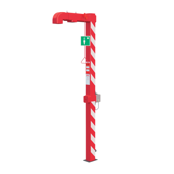 Free standing outdoor body shower with start trigger and heating, till max. -20°C