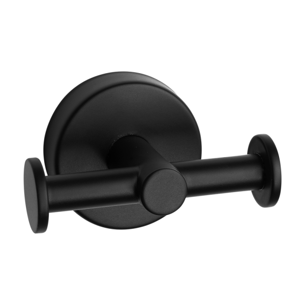 Stainless steel hanger with two hooks, black matt finish