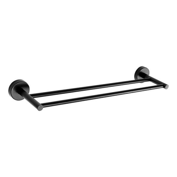 Stainless steel double towel bar, black matt finish