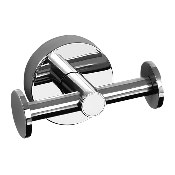 Stainless steel hanger with two hooks, polished finish