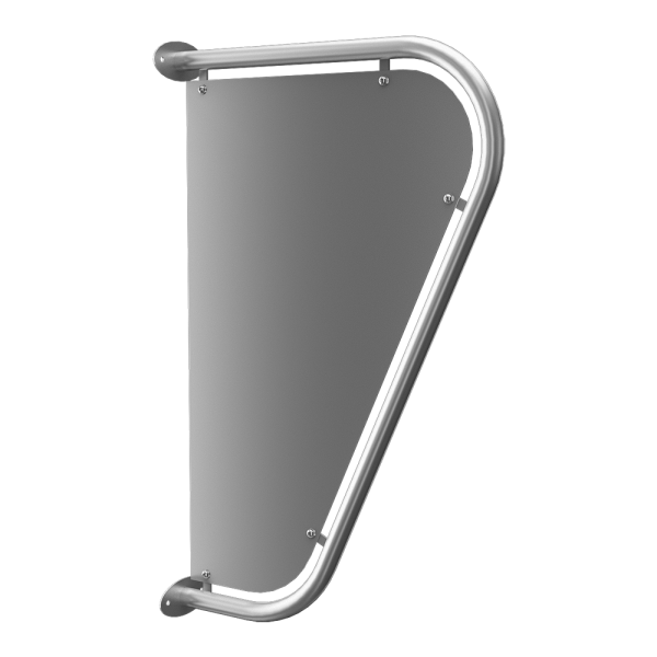 Stainless steel dividing curtain between urinals
