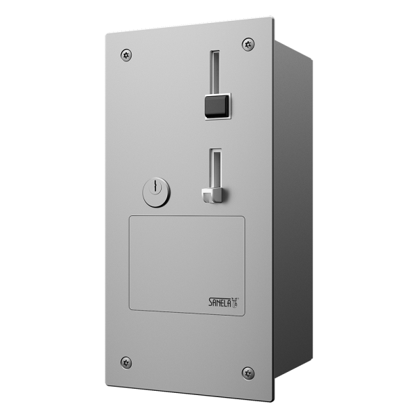 Recessed coin and token shower timer, 24 V DC, interactive control